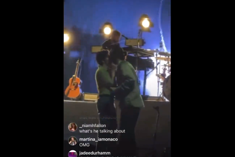 Screengrab of the moment Matt Healy kissed a male bandmate during the concert in Malaysia (Instagram)