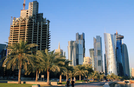 A general view of the Corniche Towers is seen in Doha, Qatar February 5, 2019. Picture taken February 5, 2019. REUTERS/Stringer