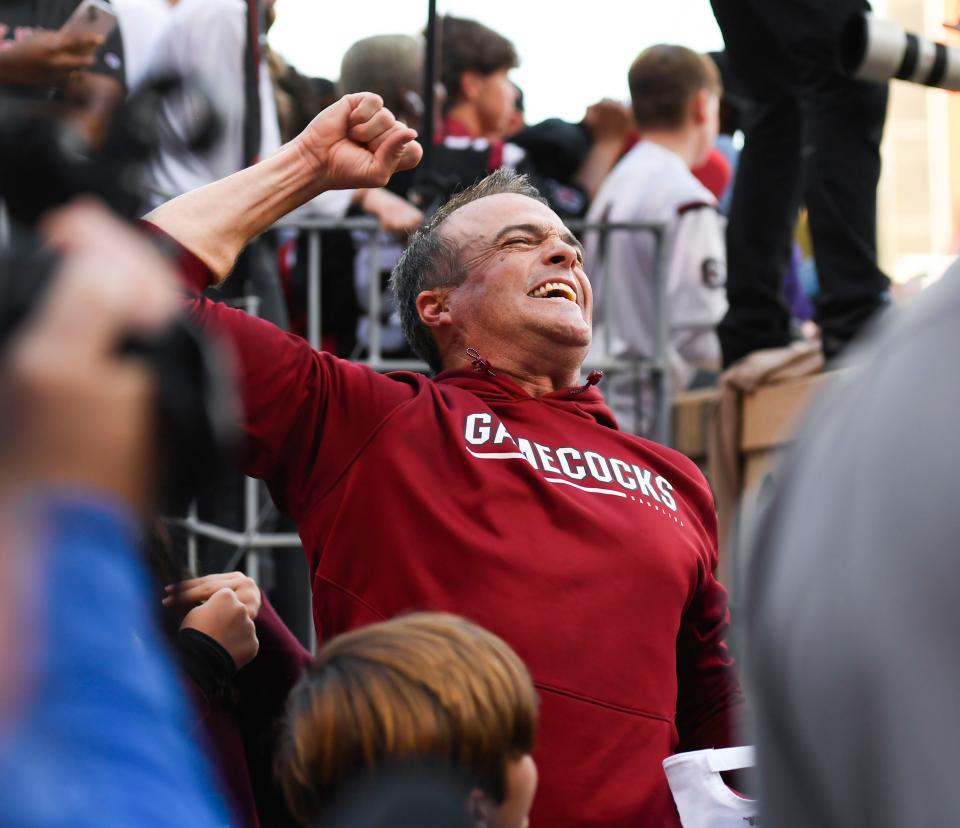 South Carolina coach Shane Beamer may be unable to contain himself if his team can beat a third straight ranked opponent in the Gator Bowl.
