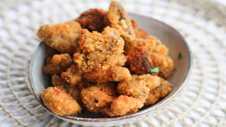 Breaded mushrooms on a plate