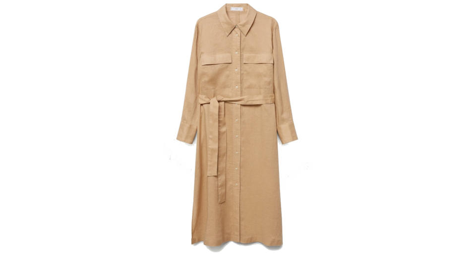 Linen-blend shirt dress