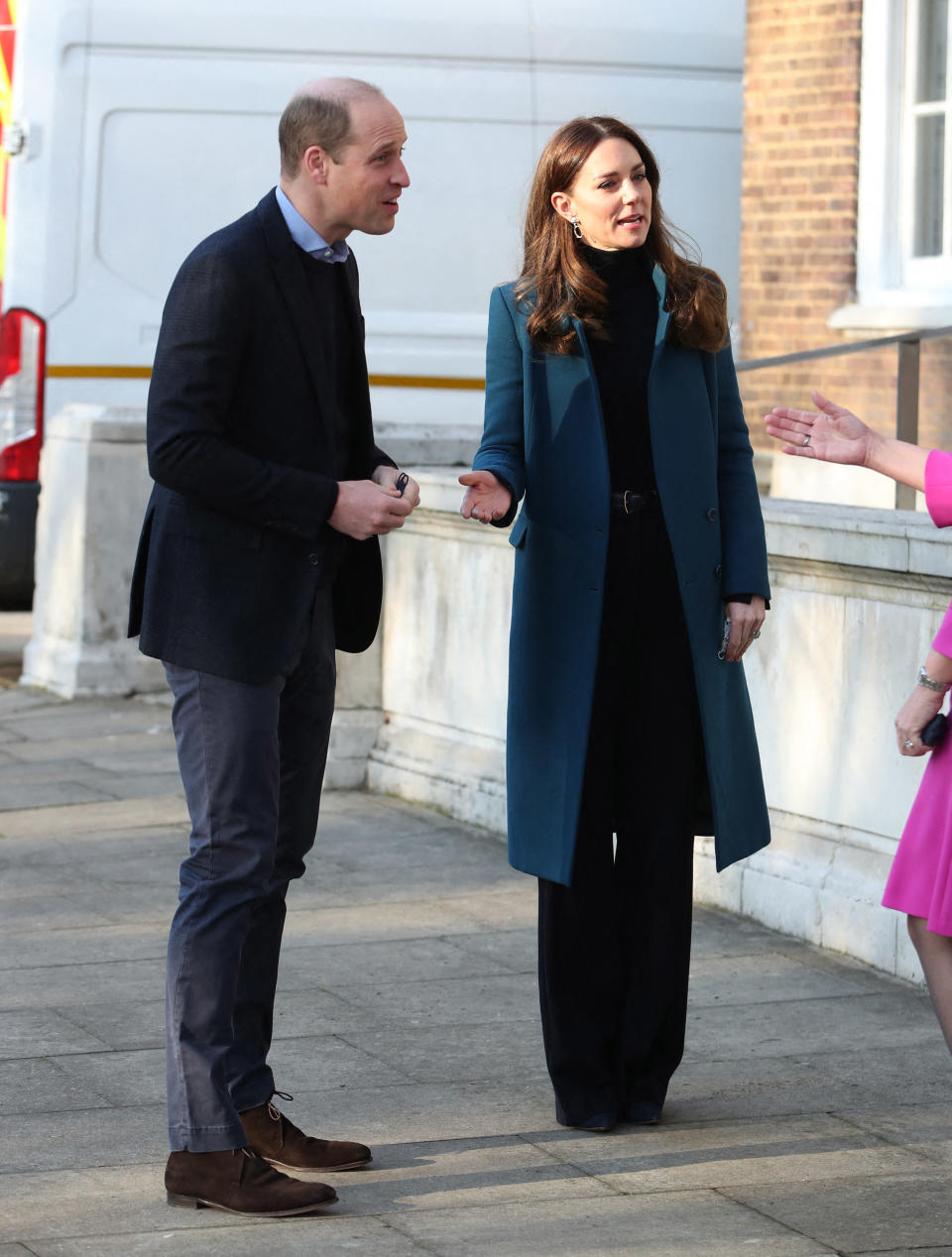 Kate Middleton porte des boucles d'oreilles Accessorize, à son arrivée au Foundling Museum, le 19 janvier