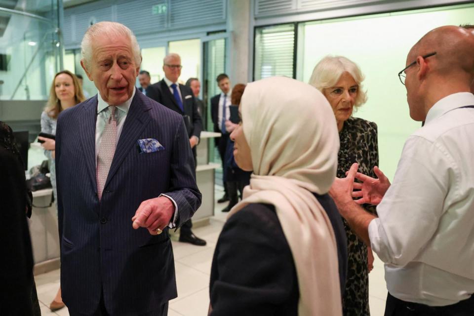PHOTO: King Charles III and Queen Camilla visit University College Hospital Macmillan Cancer Centre (Suzanne Plunkett/WPA Pool/Getty Images)