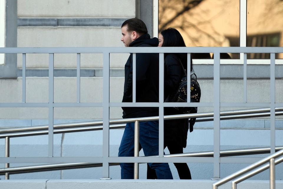 Paterson Police Officer Daniel Pent leaves the federal courthouse in Newark on Tuesday, March 26, 2019. Pent was charged with conspiring to deprive individuals of civil rights.