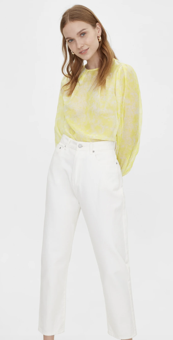 PHOTO: Pomelo. Sheer Marble Print Top, Yellow