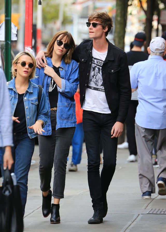 Dakota Johnson Wears Chic Coordinating Denim Set in Paris