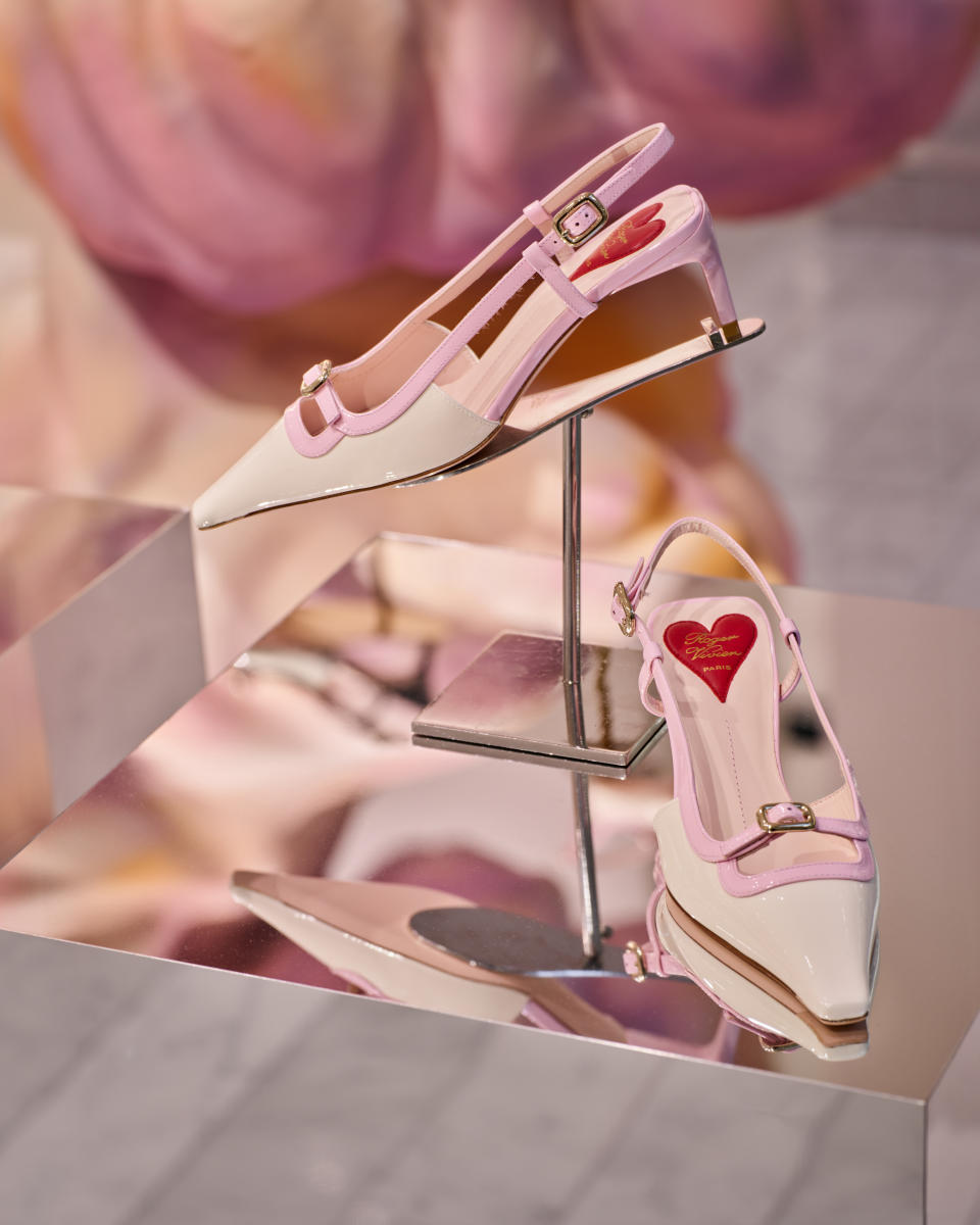 Roger Vivier new Viv Canard slingback for spring 2024 at Neiman Marcus Beverly Hills Candy Clouds pop-up.<cite>Courtesy image.</cite>