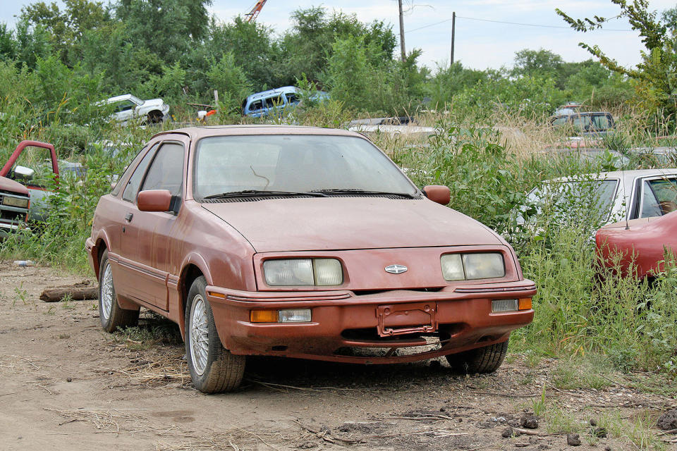 <p>Between 1985 and 1989, German-built Fords were sold in the US under the short lived Merkur brand. The only two models offered were the XR4Ti (a slightly modified Ford Sierra XR4i), and the Scorpio (a Ford Granada Mk3). Like the Edsel brand three decades earlier, Merkur was a flop, with just 26,000 XR4Ti’s and 22,000 Scorpios finding buyers. We spotted this particular car at <strong>Dakota Salvage</strong> of Mitchell, South Dakota.</p>