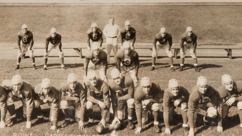 A Detroit Lions football team photo from circa 1934. That year, the Lions began their annual Thanksgiving game tradition, which has continued to this day. - Sports Studio Photos/Getty Images