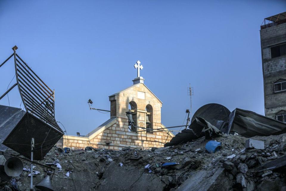 The Greek Orthodox Saint Porphyrius Church in Gaza damaged by air strikes