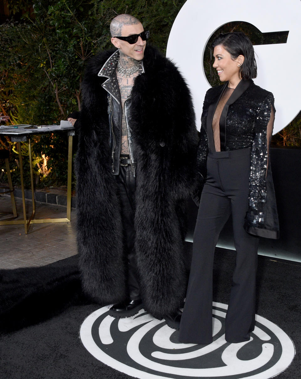 WEST HOLLYWOOD, CALIFORNIA - NOVEMBER 17: Travis Barker and Kourtney Kardashian attend the 2022 GQ Men Of The Year Party Hosted By Global Editorial Director Will Welch at The West Hollywood EDITION on November 17, 2022 in West Hollywood, California. (Photo by Gregg DeGuire/FilmMagic)