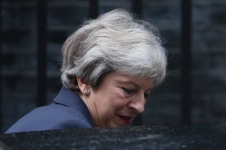 Britain's Prime Minister Theresa May leaves 10 Downing Street in London, Britain, October 17, 2018. REUTERS/Hannah McKay