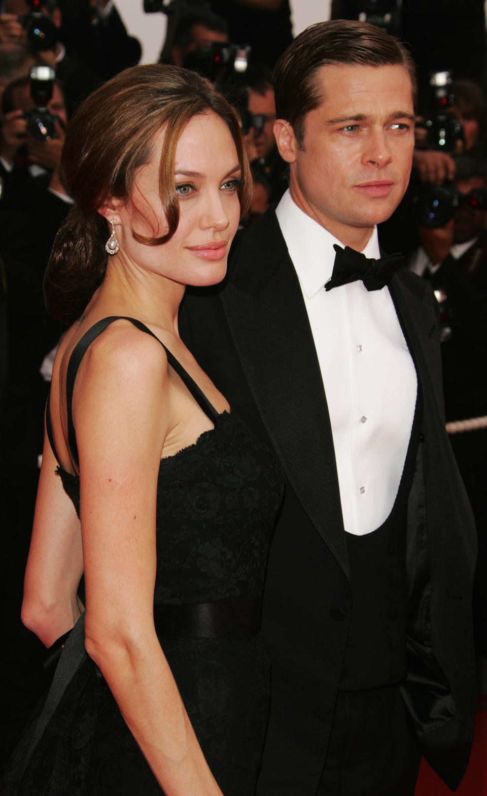 Brad Pitt and Angelina Jolie attend the premiere for 'A Mighty Heart' at the Palais des Festivals during the 60th International Cannes Film Festival on 21 May, 2007.