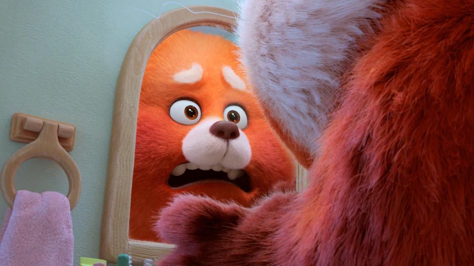 When she feels strong, Mei Lee transforms into a giant red panda.  (Image: Disney)