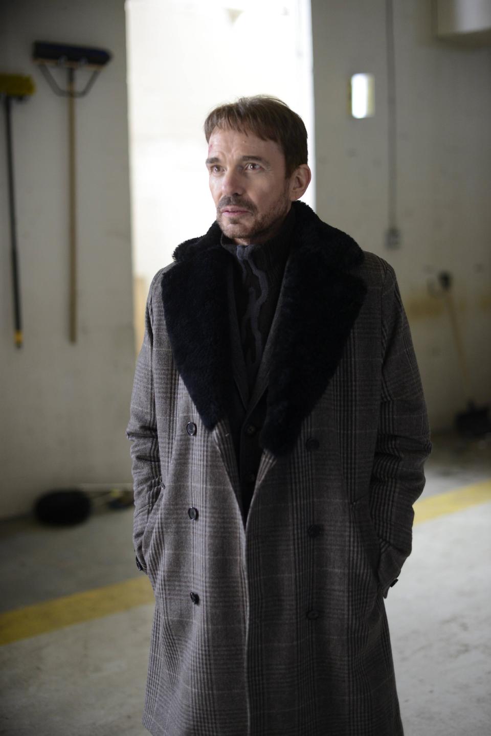 This image released by FX shows Billy Bob Thornton as Lorne Malvo in a scene from "Fargo." The 10-episode season premieres Tuesday at 10 p.m. EDT on FX. (AP Photo/FX, Chris Large)