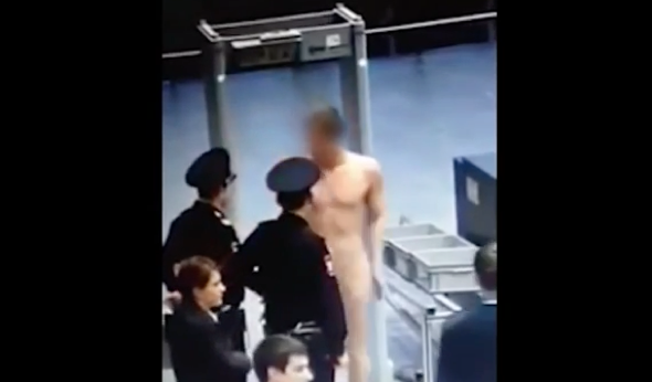 Airport worker strips naked at security scanner in protest against guards