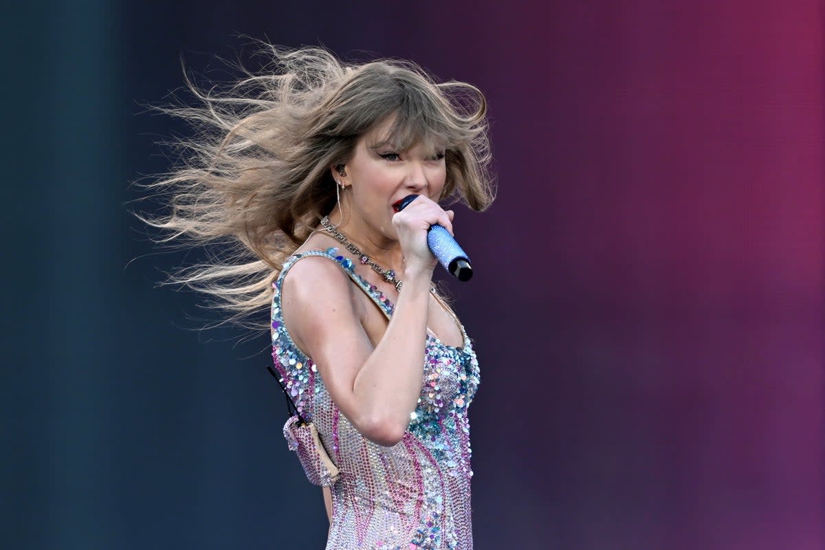 Swift performs in Melbourne, Australia, Friday 16 February 2024 (EPA)