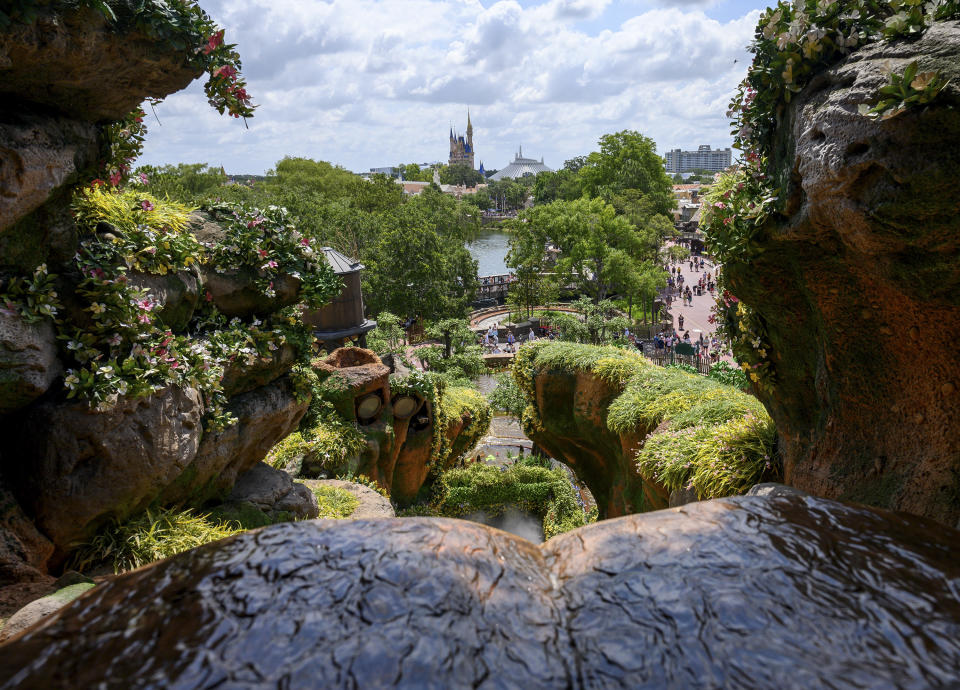 A view of the park from the Tiana's Bayou Adventure flume ride at Disney's Magic Kingdom Park at Walt Disney World in Lake Buena Vista, Fla., June 3, 2024. Splash Mountain was closed last year because of its connection to a racist film. Disney overhauled it to focus on Tiana, Disneyâs first Black princess, drawing praise and backlash. (Todd Anderson/The New York Times) 