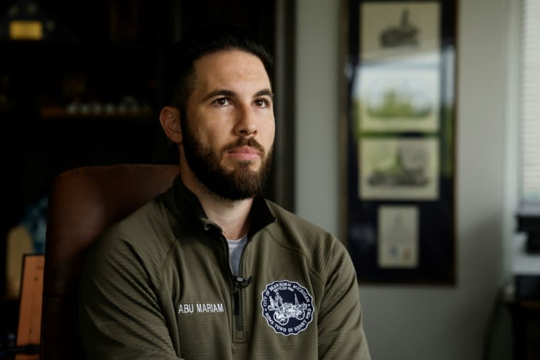 Dearborn Mayor Abdullah Hammoud poses for a portrait in his office in Dearborn, Michigan on June 18, 2024 (JEFF KOWALSKY)