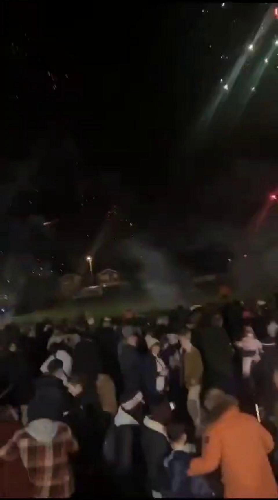 Revellers were head screaming after a firework appeard to explode in crowd (SWNS)