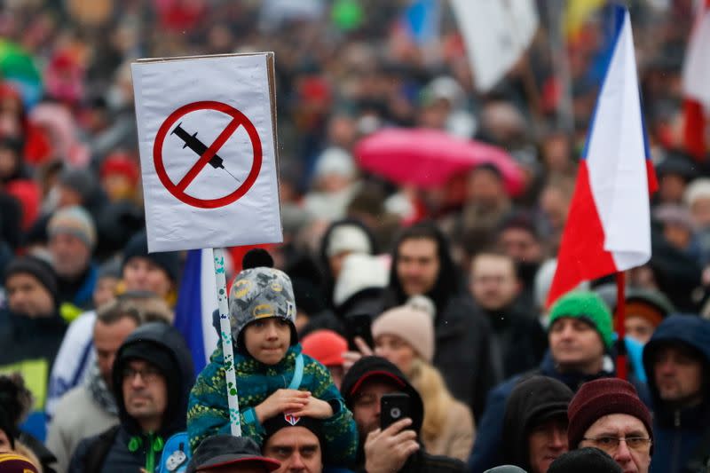 Protest against COVID-19 measures, in Prague
