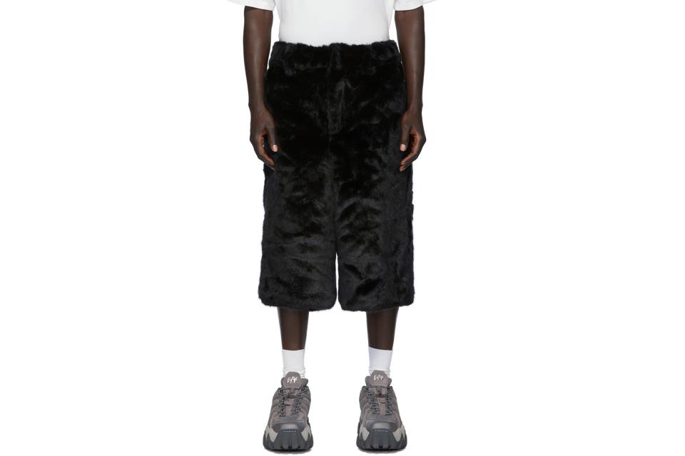 Landlord black faux-fur shorts