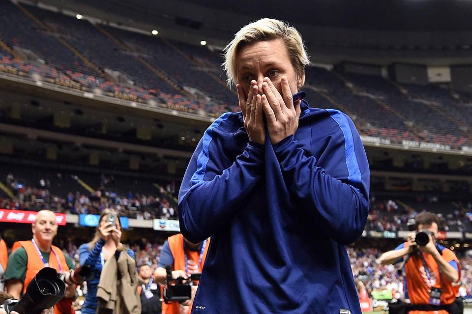 NEW ORLEANS, LA - DECEMBER 16:  Abby Wambach #20 of the United States leaves the field following the women's soccer match against China at the Mercedes-Benz Superdome on December 16, 2015 in New Orleans, Louisiana. China defeated the United States 1-0.  (Photo by Stacy Revere/Getty Images)