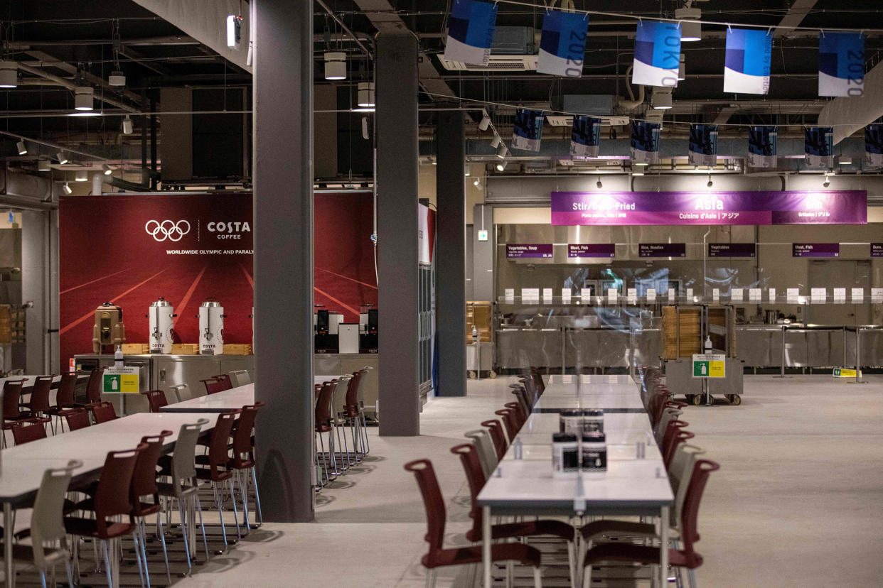 Main dining hall of the Olympic Village (Behrouz Mehri / AFP via Getty Images)