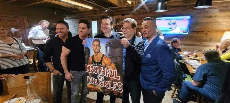 The action film "A Mouthful of Knuckles" is slated to be shot later this year in Mansfield. Teaming up on the film are, from left, Tom Nagel, Zach Scheerer, Jeff Miller, Sheldon Lettich and David Kirst.