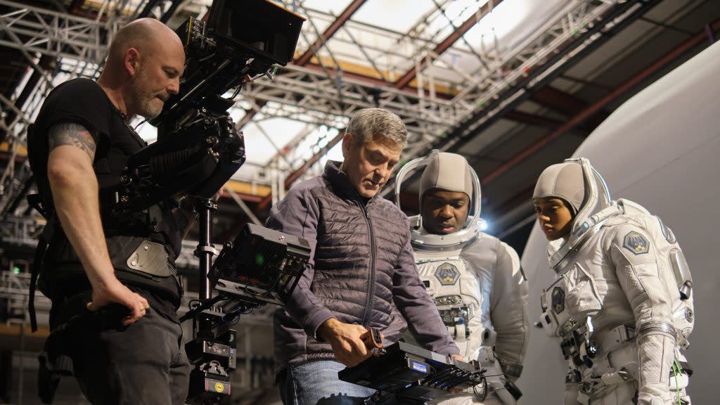 George Clooney on the set of "The Midnight Sky" (Netflix)