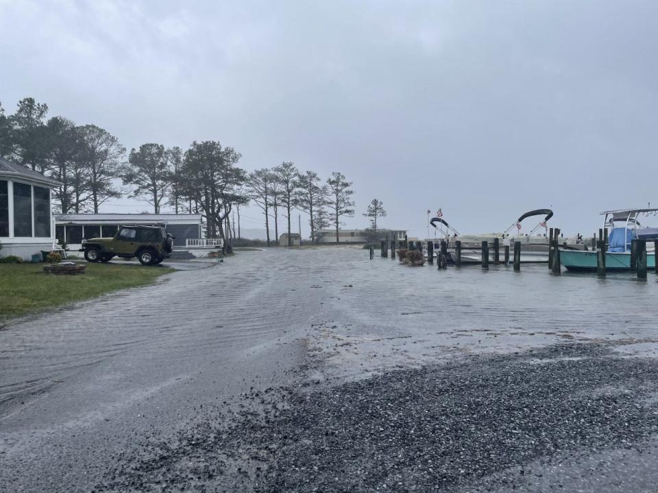 Numerous roads were flooded in Long Neck mobile home community Bay City Sunday, Oct. 2, 2022.