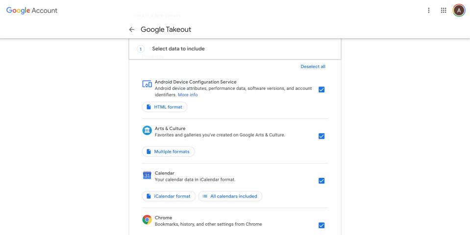 How to archive Google account data 2