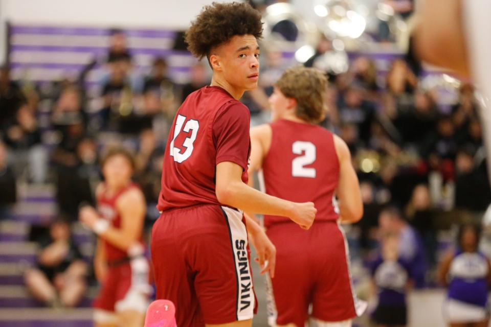 Seaman sophomore KaeVon Bonner (13) looks back after a layup in for two against Topeka West in the first half of Tuesday's game inside Topeka West High School.