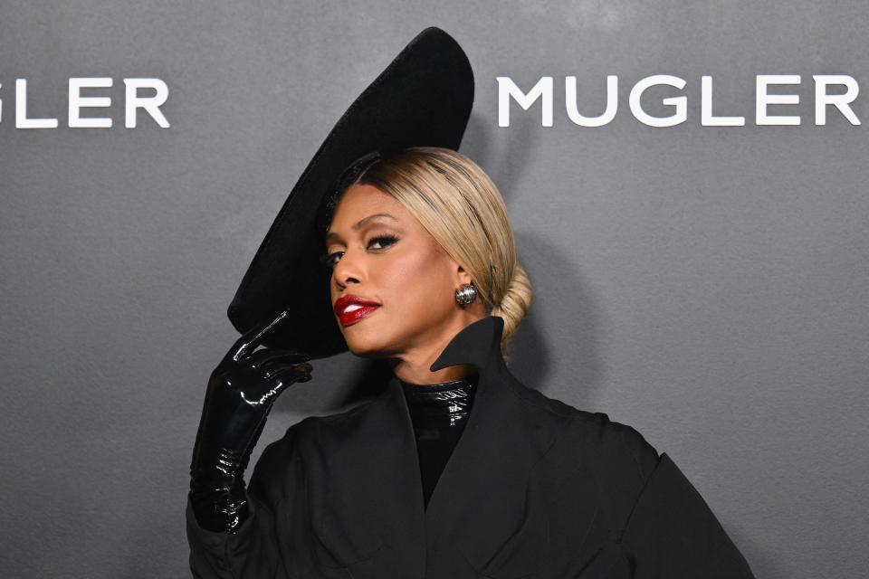 Laverne Cox arrives to the opening of the "Thierry Mugler: Couturissim" exhibition.