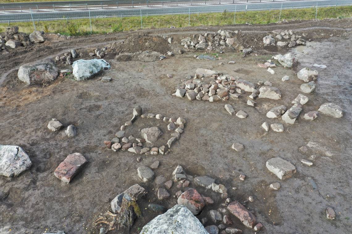 A view of the burial side where archaeologists uncovered the Viking-age swords.