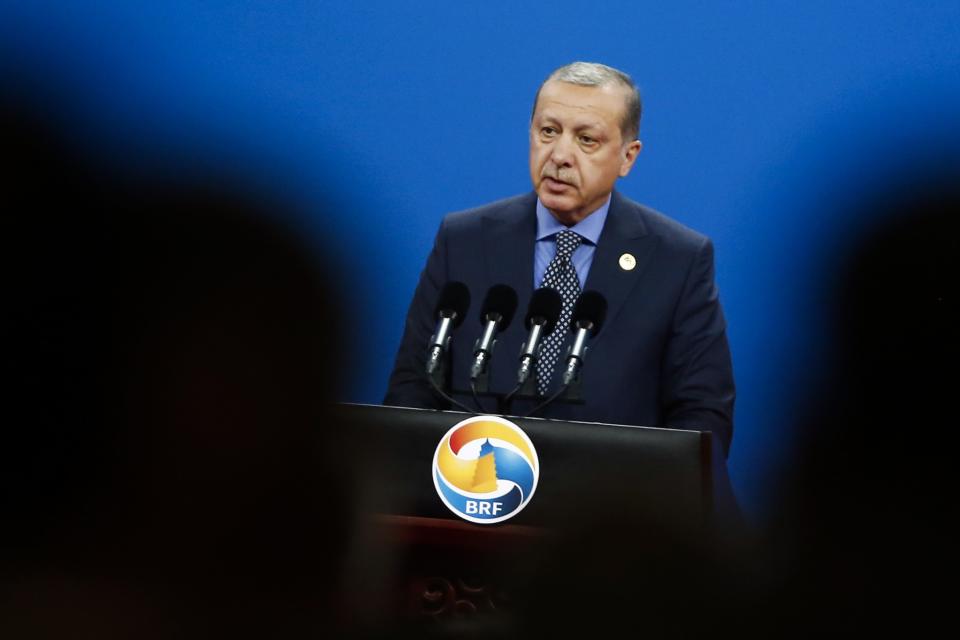 <p>Turkish President Recep Tayyip Erdogan speaks during the opening ceremony of the Belt and Road Forum in Beijing, Sunday, May 14, 2017. (Thomas Peter/Pool Photo via AP) </p>