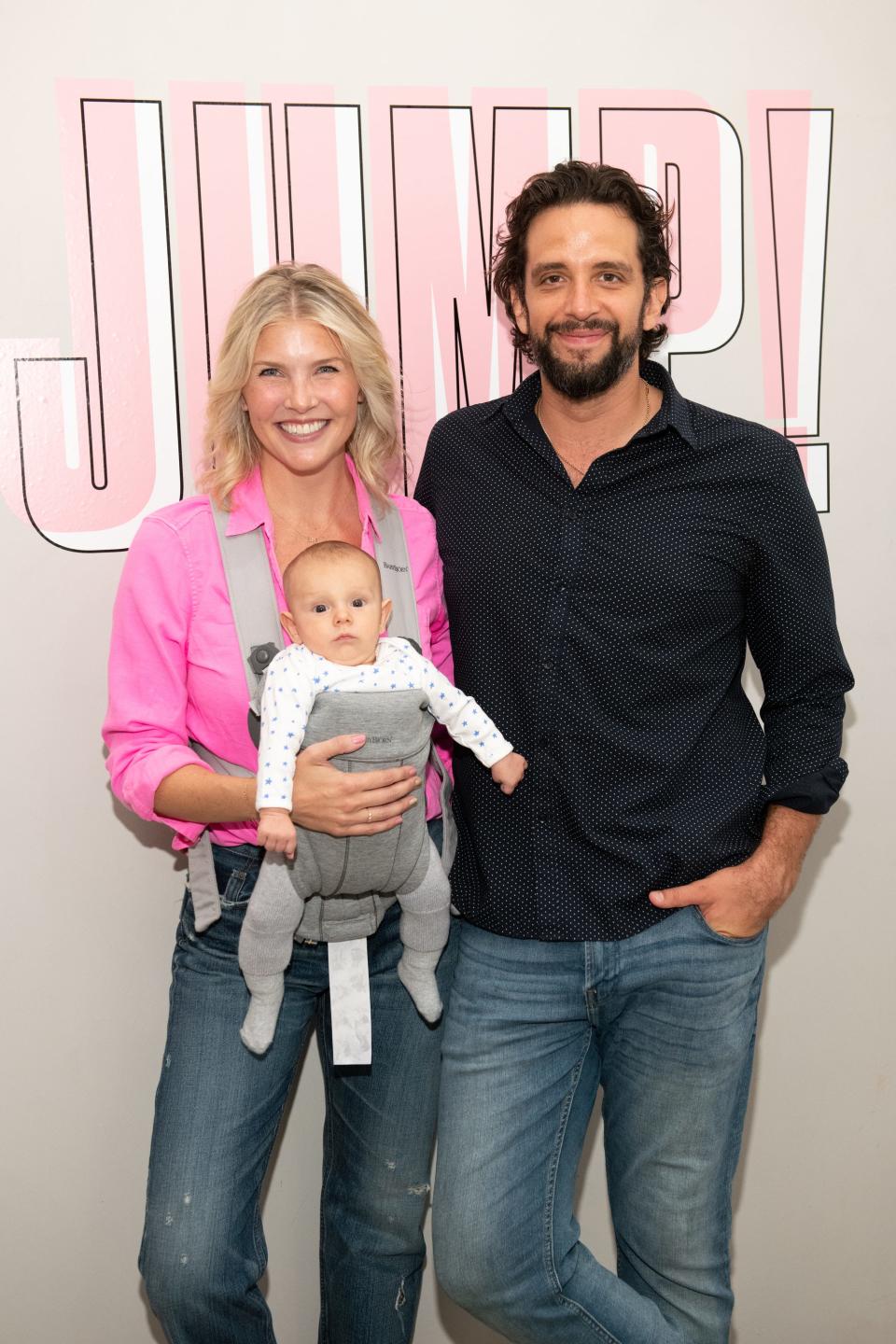 Amanda Kloots, Nick Cordero and their son Elvis attend the Beyond Yoga x Amanda Kloots Collaboration Launch Event on August 27, 2019 in New York City.