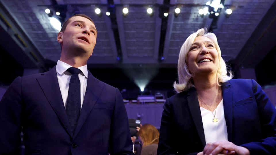 Bardella and Le Pen attend the National Rally party's Congress in Paris, France, November 5, 2022. - Christian Hartmann/Reuters