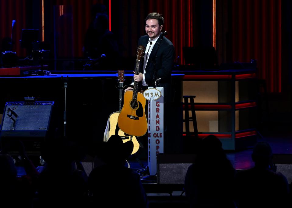 Tommy Prine smiles after performing during his Grand Ole Opry debut Friday, Dec. 8, 2023, in Nashville, Tenn.