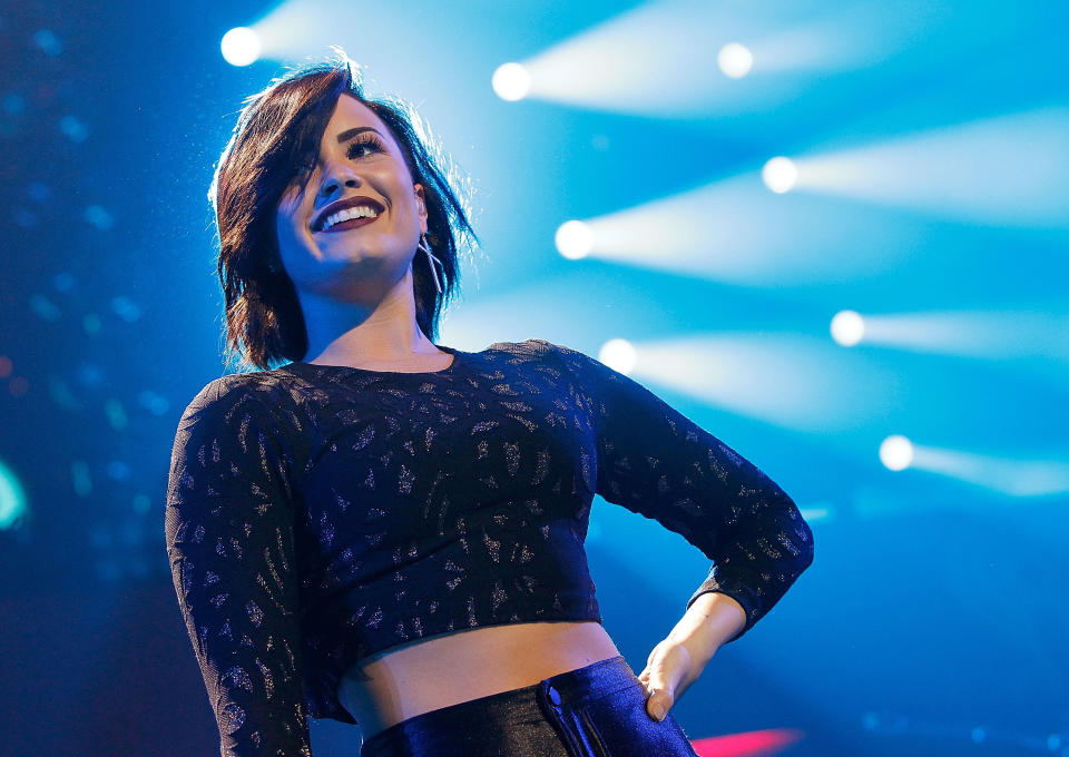 WASHINGTON, DC - DECEMBER 15:  Demi Lovato performs during Hot 99.5's Jingle Ball 2014 at the Verizon Center on December 15, 2014 in Washington, DC.  (Photo by Paul Morigi/WireImage)