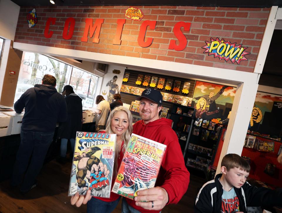 Steve and Heather Demita are the owners of Steve's Comics & Collectibles, 42 Central Square, Bridgewater, seen here on Saturday, April 1, 2023.