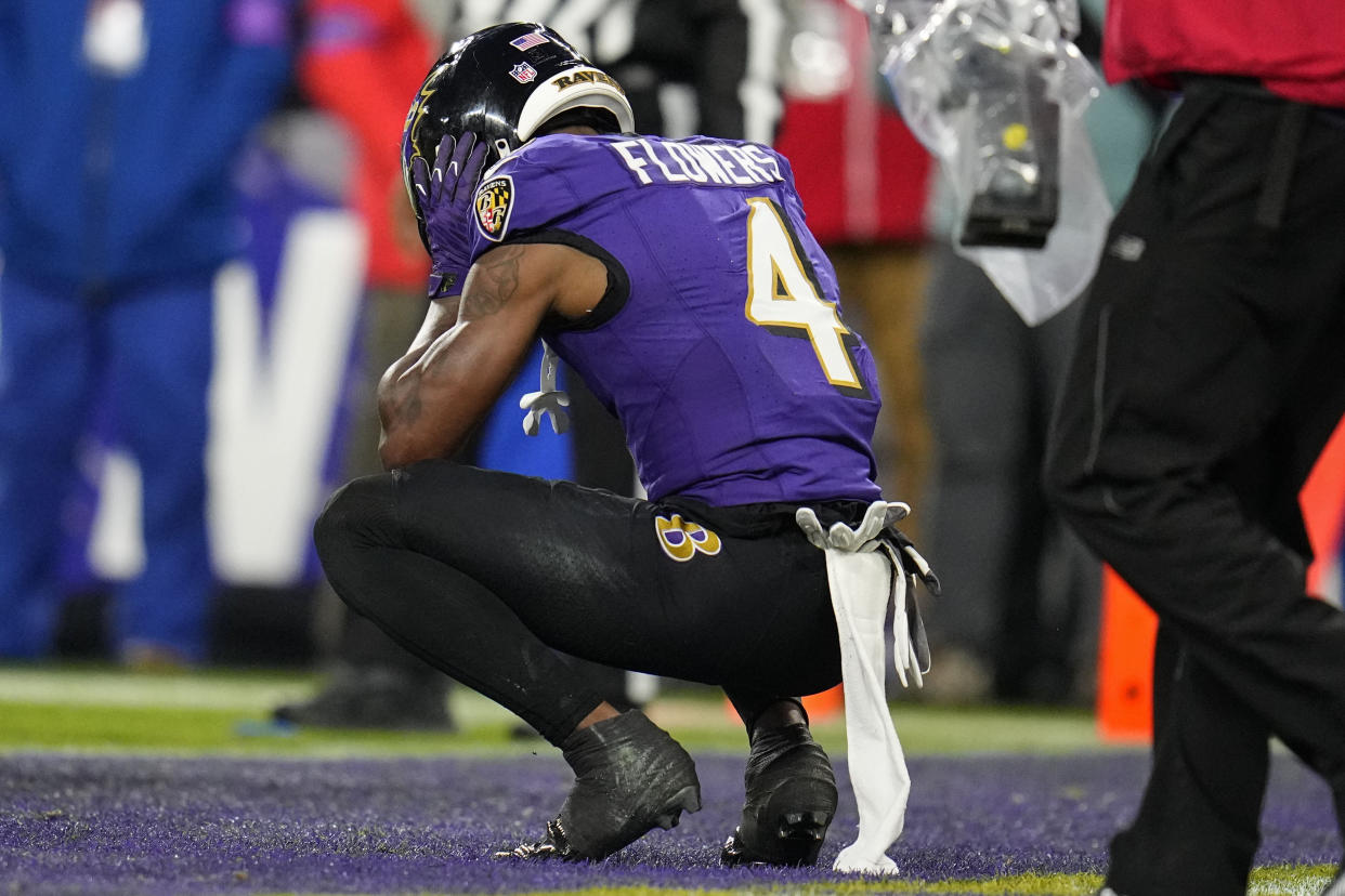 Baltimore Ravens wide receiver Zay Flowers is under investigation by the Baltimore County Police for an alleged assault. (AP Photo/Julio Cortez)