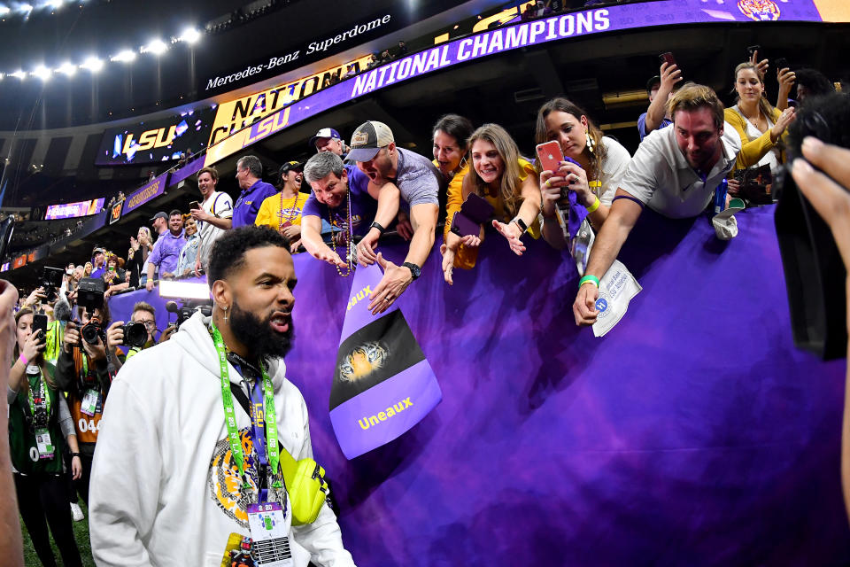 Odell Beckham Jr. is in more hot water after Monday night's BCS football championship. (Alika Jenner/Getty Images)