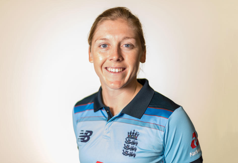 Heather Knight captained England to ICC Women's Cricket World Cup success at Lord's two years ago., ENGLAND - JUNE 04: Heather Knight of England during a Portrait session at Grace Road on June 04, 2019 in Leicester, England. (Photo by Paul Harding/Getty Images)