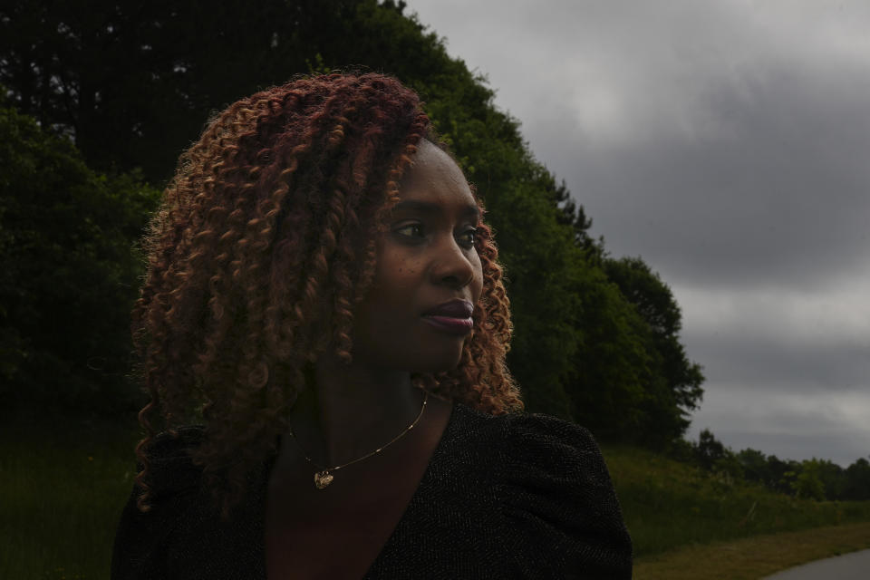 Culix Wibonele poses for a portrait on Monday, April 29, 2024, in Lawrenceville, Ga. Wibonele is a certified nursing assistant working in long-term care. (AP Photo/Brynn Anderson)