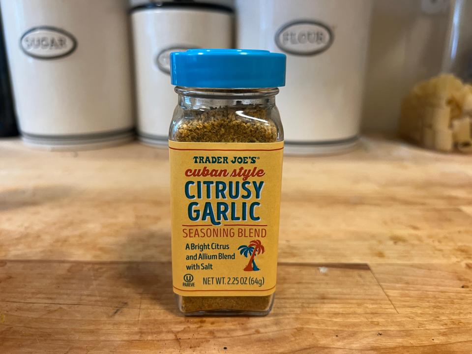 Trader Joe's Cuban Style Citrusty Garlic Seasoning Blend.