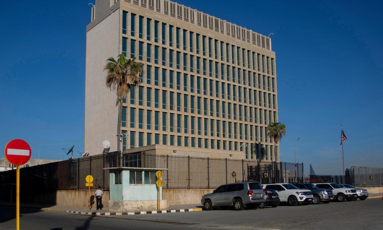 <span>The US embassy in Havana. The phenomenon was first reported in 2016 by diplomats in Cuba’s capital complaining of brain injuries, hearing loss, vertigo and strange auditory sensations.</span><span>Photograph: Ismael Francisco/AP</span>