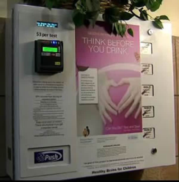 The pregnancy test dispenser (courtesy of Healthy Brains for Children)