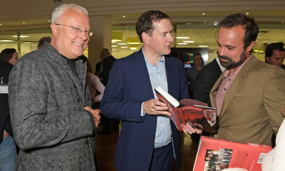 Alexander Lebedev, left, and his son Evgeny, right, with the former chancellor George Osborne.