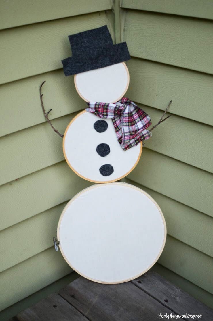 Embroidery Hoop Snowman